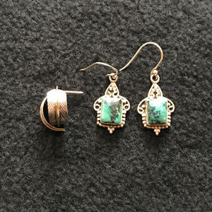 Turquoise and sterling earrings - Lot of 2